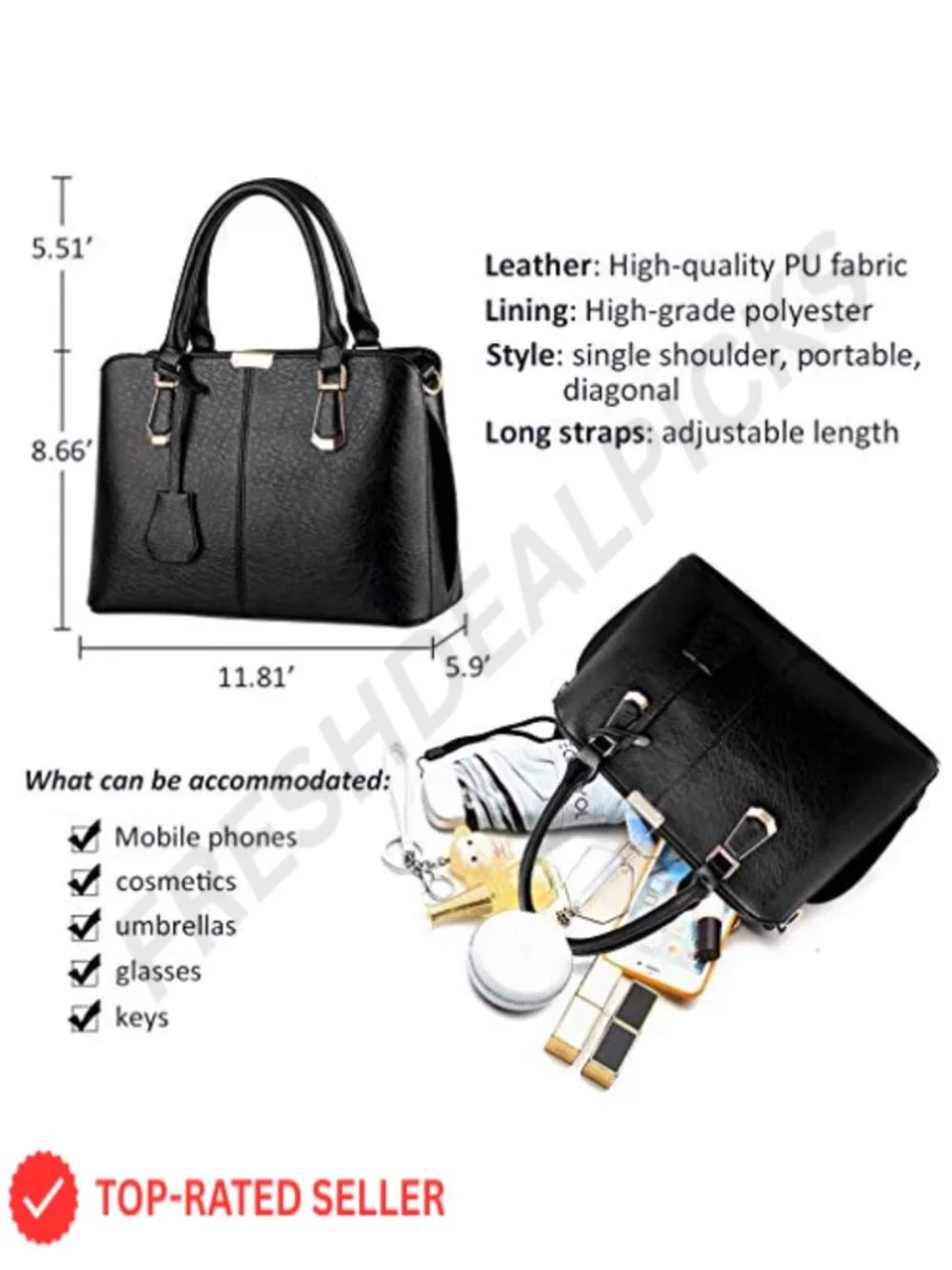 Faux Leather Satchel Purse Top Handle Shoulder Bag with Gold Hardware Work Tote